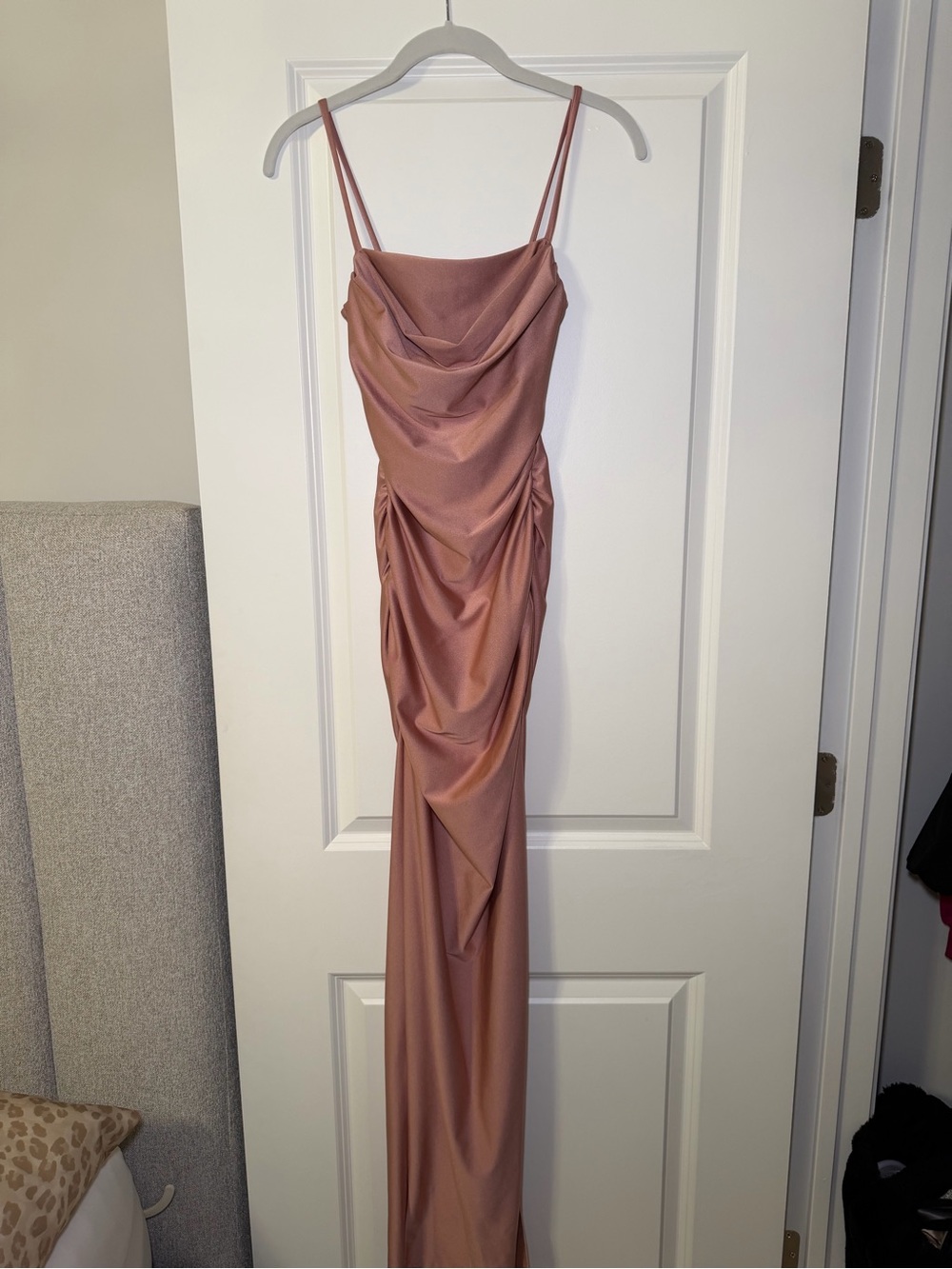 WINDSOR BRAND NEW Elegant Rose Mauve Draped Satin Slip Dress
